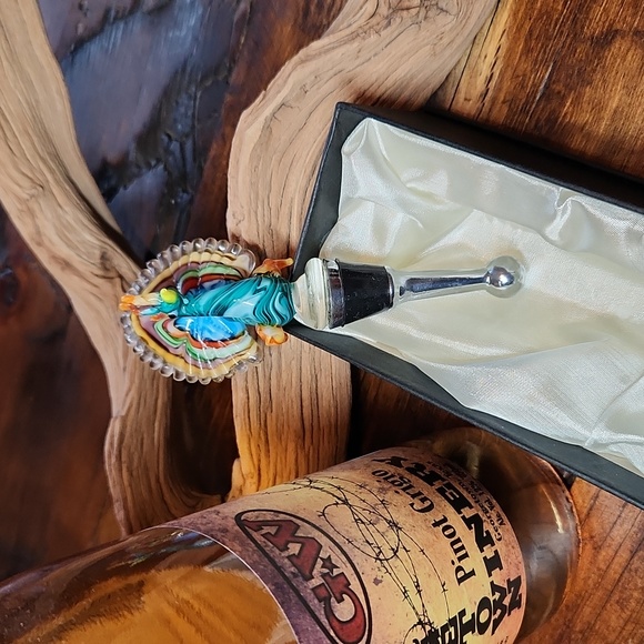 🚦3for$15🚦Glass Peacock Wine Stopper - Picture 3 of 10